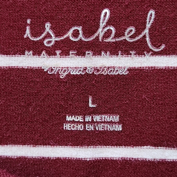 Isabel Maternity by Ingrid&Isabel ¾ sleeve midi dress Size M maroon&white stripe - Picture 5 of 7